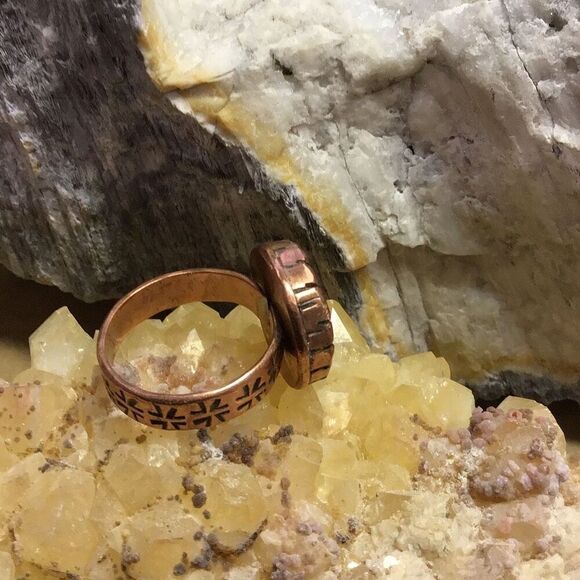 Ring, Copper and Blue Calcite Ring, size 10, NEW, Handmade, Artisan - Picture 9 of 12